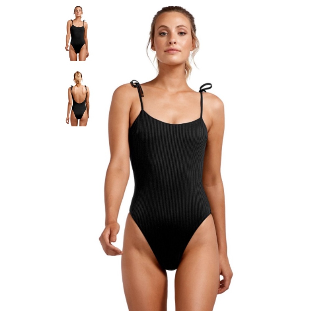 Vitamin A EcoRib Valentina Bodysuit Black swimsuit